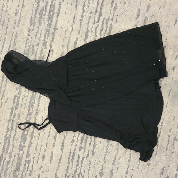 NWT Free People One Shoulder Square Neck Fairuza Black Sequin Tunic Tank Top - Picture 6 of 7